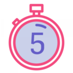 Pink stopwatch icon showing number five representing quick five-minute treatments at Modern Woman Med Spa Santa Rosa
