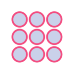 Pink grid of circles icon representing Fractional CO2 laser skin resurfacing at Modern Woman Med Spa Santa Rosa