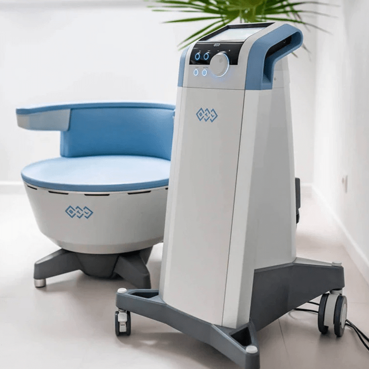 Emsella pelvic floor strengthening chair device used for intimate wellness at Modern Woman Med Spa Santa Rosa
