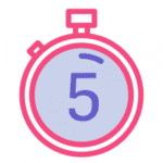 Pink stopwatch icon showing number five representing quick five-minute treatments at Modern Woman Med Spa Santa Rosa