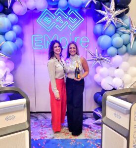 Modern Woman Med Spa team members at BTL EMpire event with Emsella and Emsculpt devices in Santa Rosa
