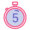 Pink stopwatch icon showing number five representing quick five-minute treatments at Modern Woman Med Spa Santa Rosa